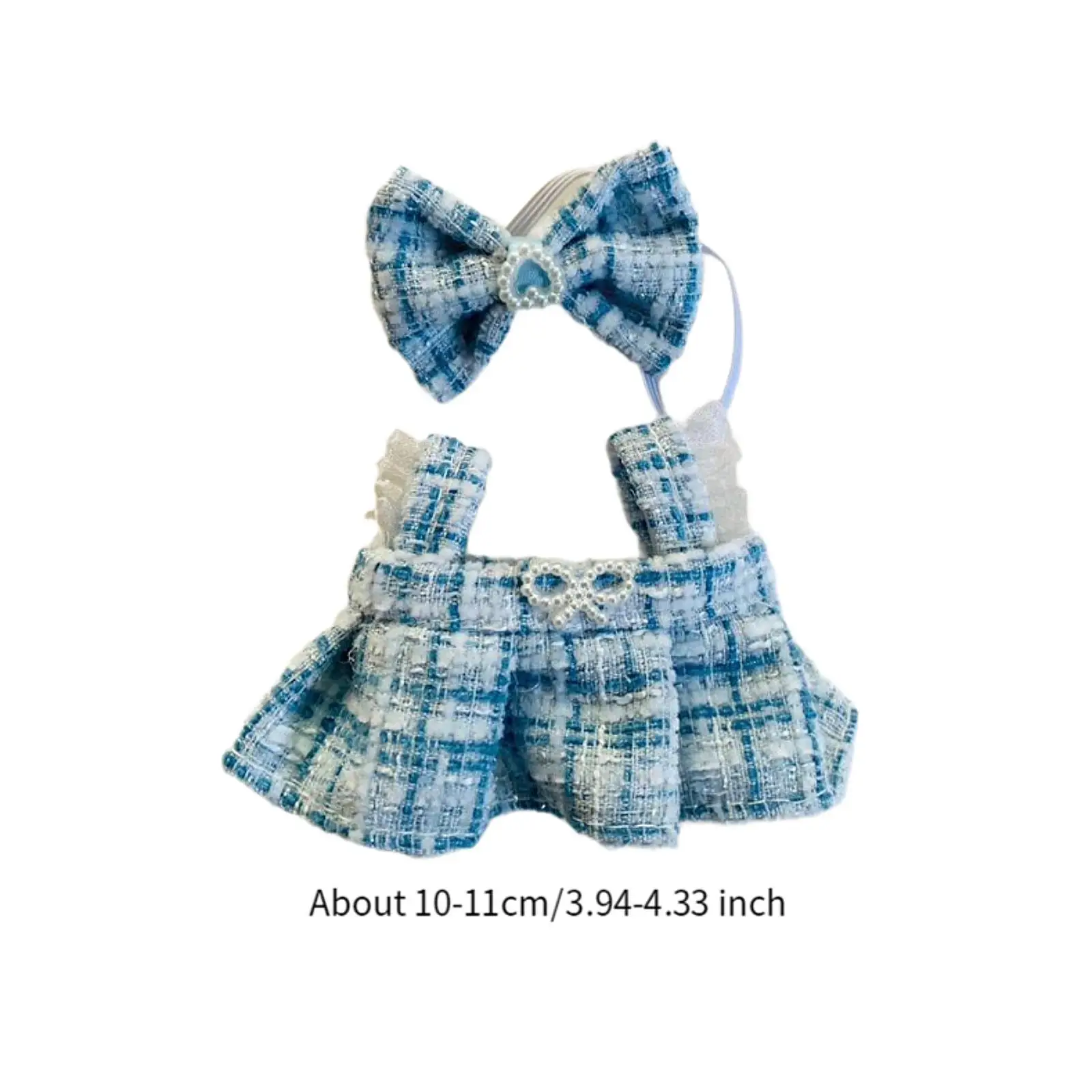 Plush Doll Suspender Skirt DIY Clothing Pretend Play Fashion Educational Photo Props with Hair Accessory Dress up for 15cm 17cm