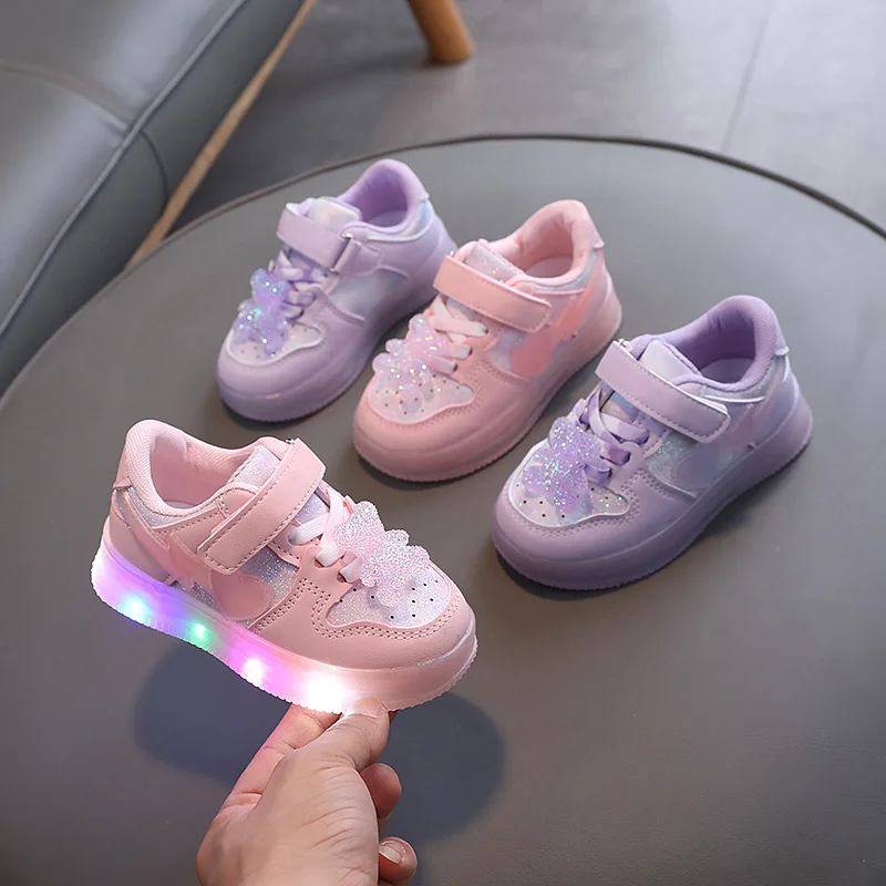 Zapatillas deportivas luminosas para niña transpirables suela blanda - imagen 4