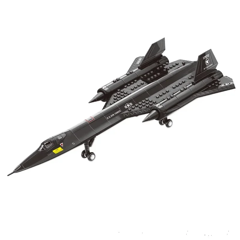 Bloques de construcción de aviones de reconocimiento supersónico sigiloso Blackbird SR71 técnico militar, modelo de combate, juguete de ladrillo para chico - imagen 5