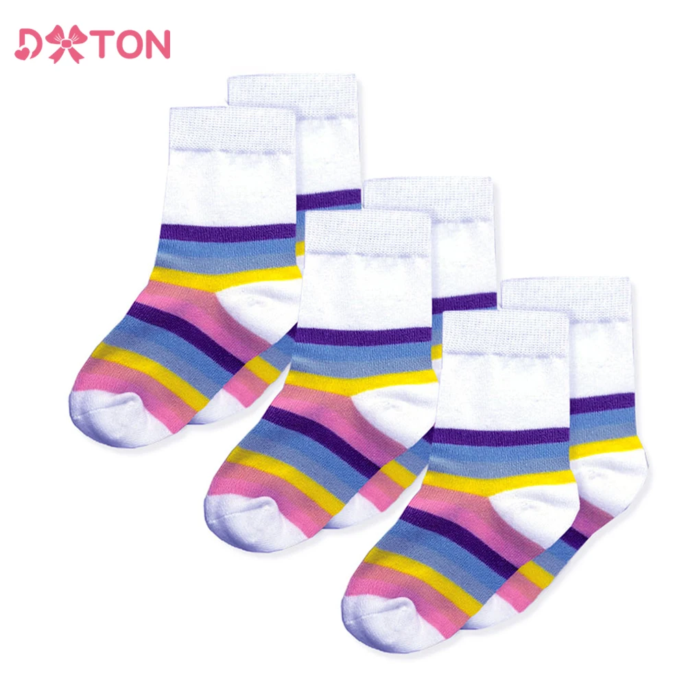 DXTON Calcetines de algodón rayas para niña - imagen 3
