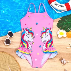Bañador de una pieza para niña con unicornio de secado rápido