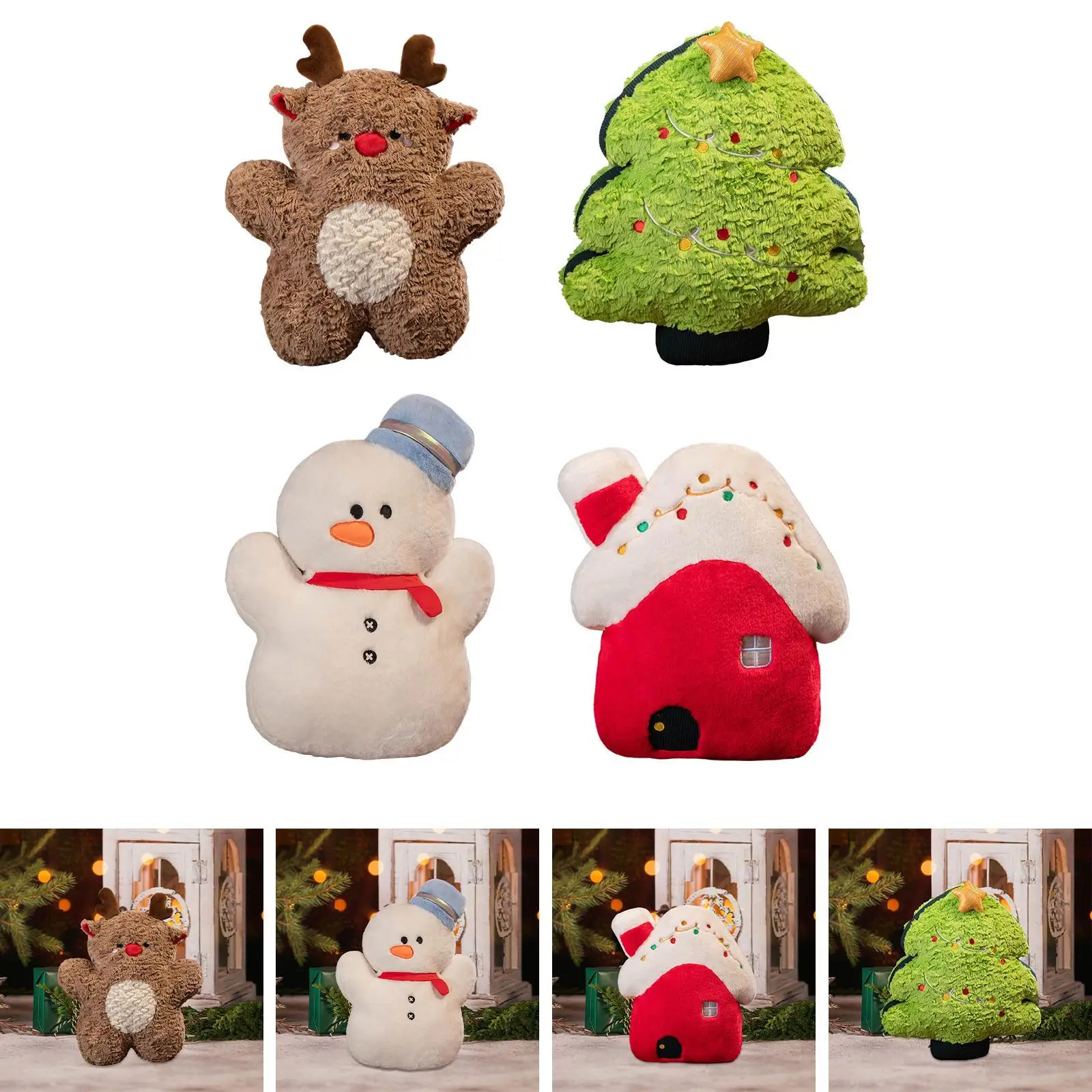Cute Plush Christmas Toy Stuffed Animal Ornament Cuddling Adorable Decoration for Birthday Holiday Anniversary Home Festival