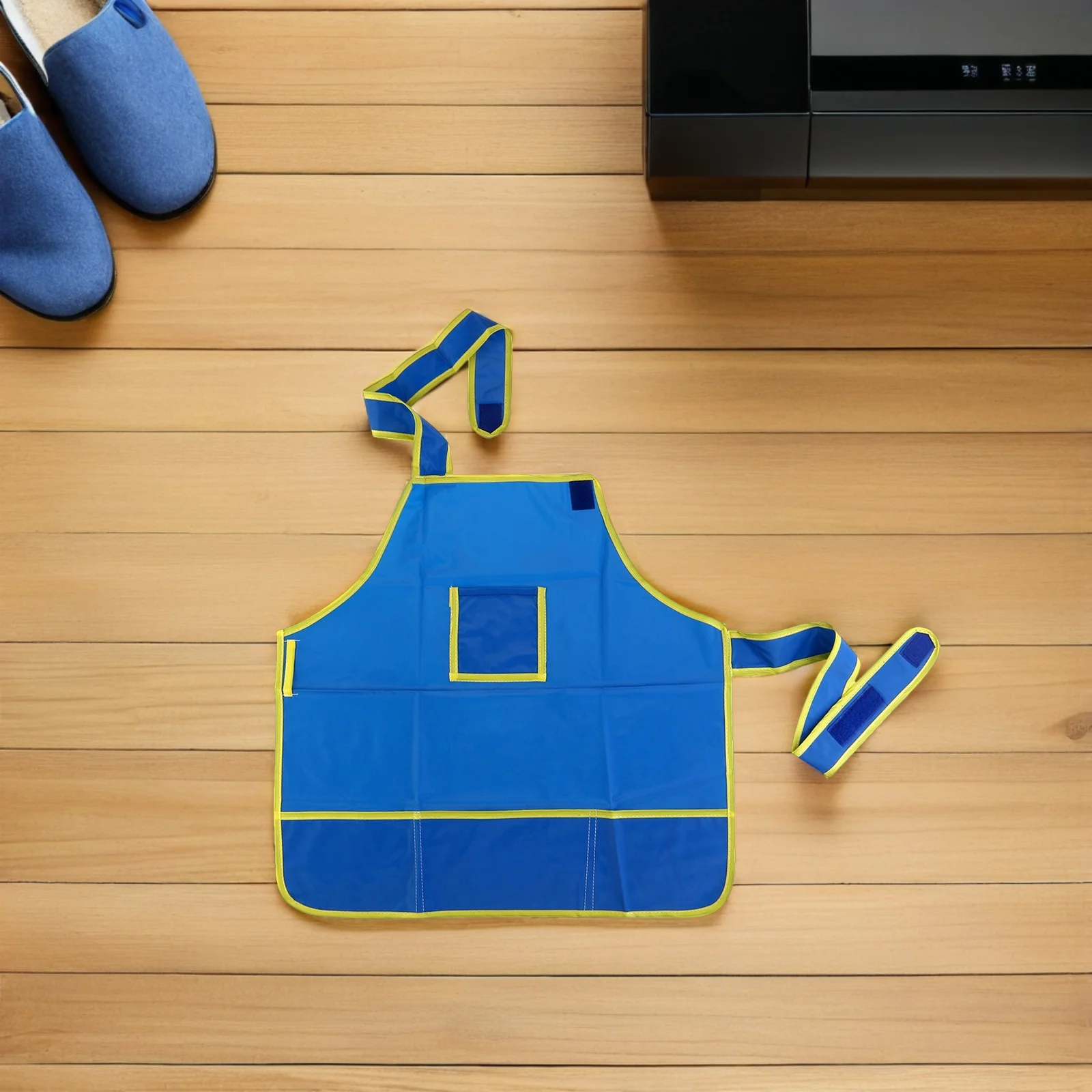 Bata de pintura para niños, impermeable, azul, con cuatro bolsillos para sujetar pinturas, dibujo, arte, artesanía, delantal, bata de pintura - imagen 5