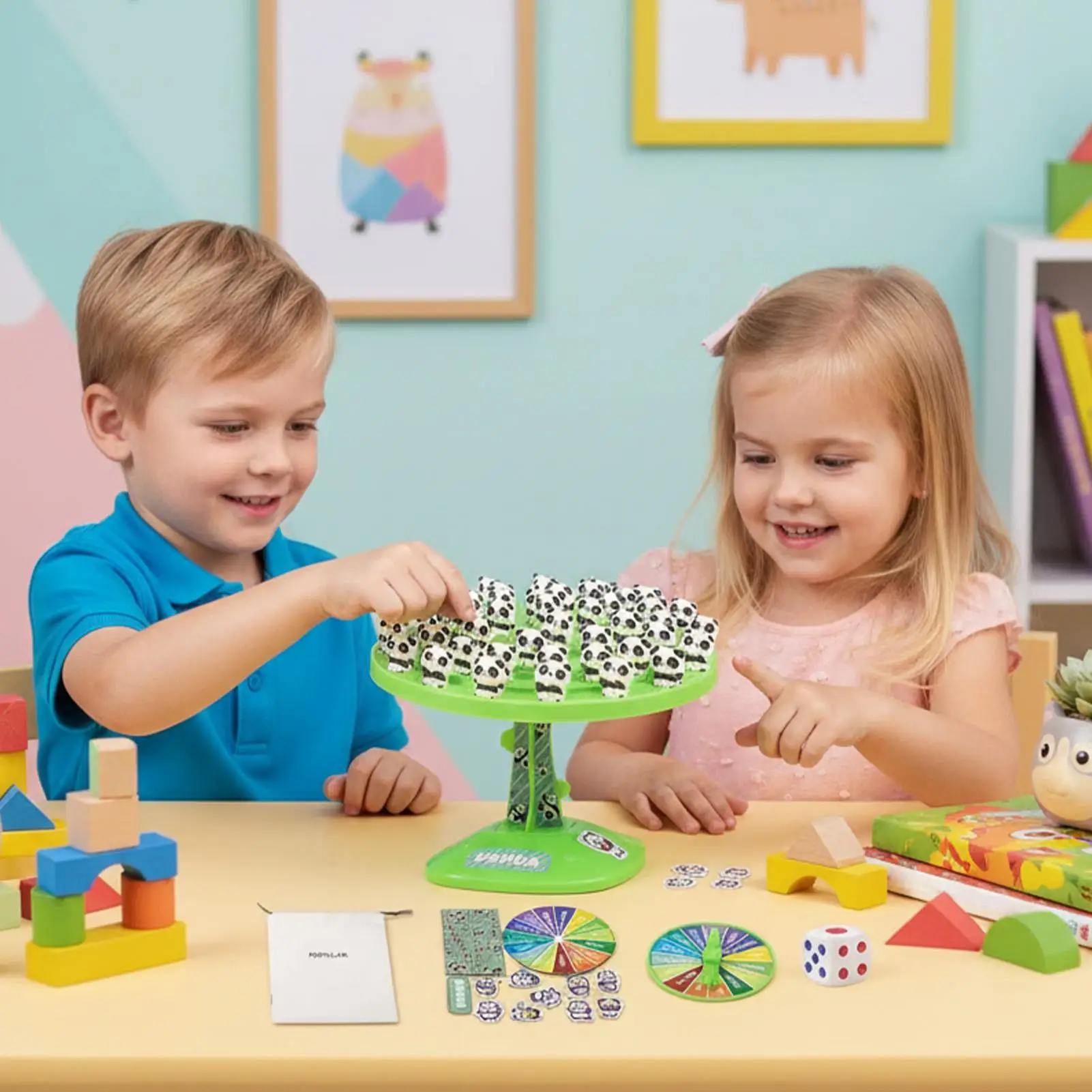 Juego de mesa de árbol equilibrado, juego interactivo de aprendizaje temprano de Panda, juego de apilamiento de equilibrio para días lluviosos, fiesta de cumpleaños, viajes de acampada para niños - imagen 2