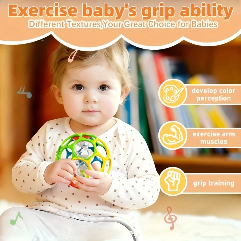 Bola de agarre de mano con agarre para bebé, combinación de 4 colores, diseño recortado para mejorar el agarre y la flexibilidad, regalo ideal para vacaciones - imagen 4