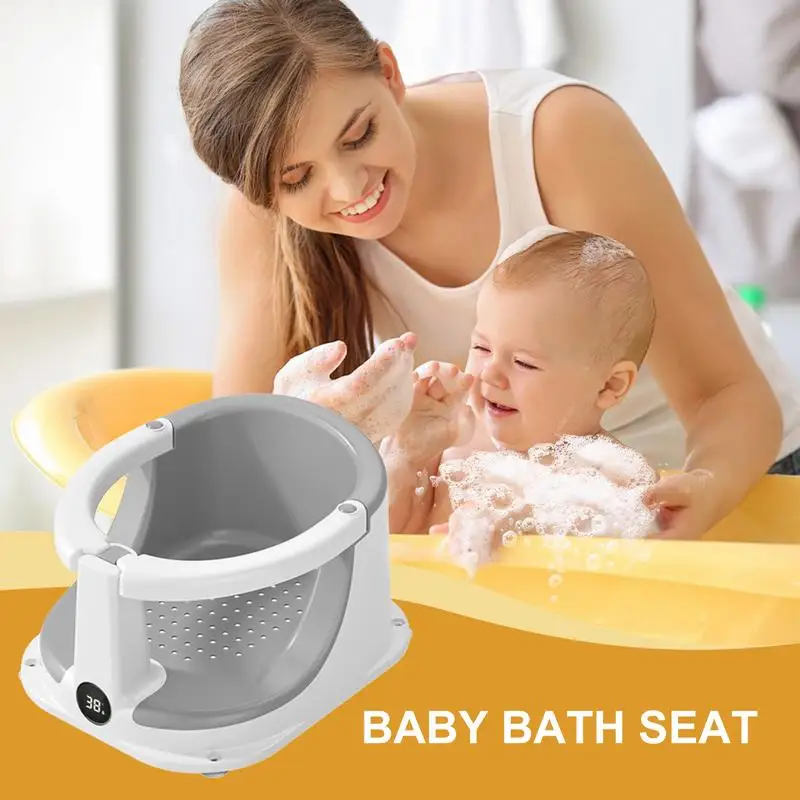 Asiento de baño para bebé, silla antideslizante para baño con Sensor de temperatura, suministros de asistencia para ducha de seguridad para niños - imagen 2