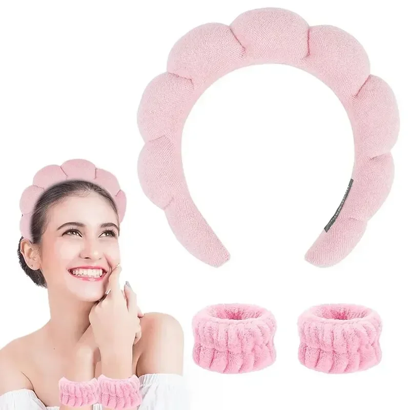 Bandas impermeables de esponja para el cabello absorbentes, 3 uds., bandas hinchadas, pulseras, accesorios para el cabello para mujer, conjunto de diademas para lavar la cara
