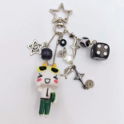 Llavero kawaii con lazo corazón y estrella – Accesorio Y2K para bolso