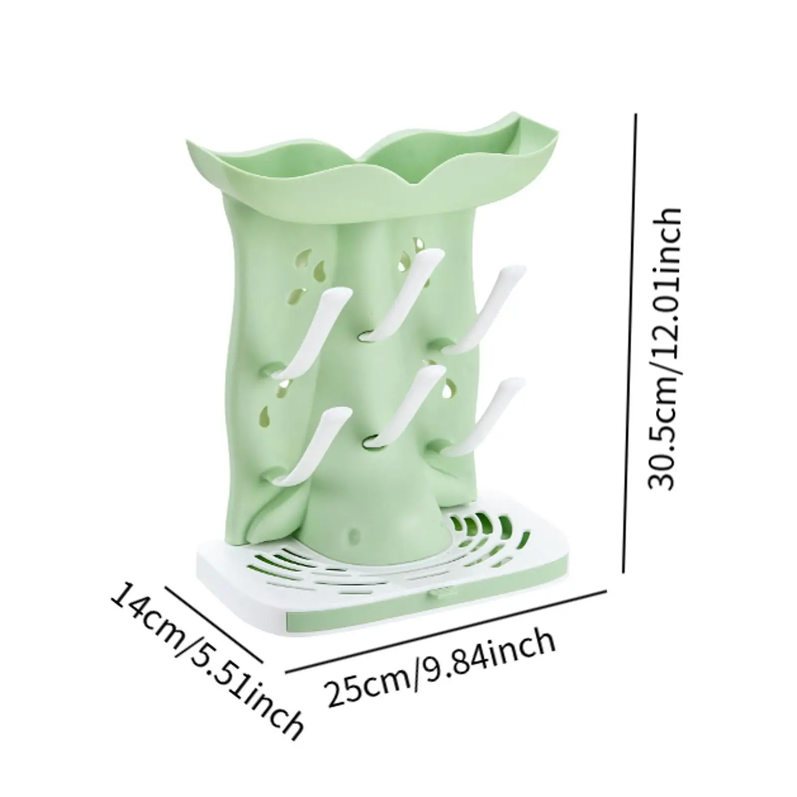 Baby Bottle Drying Rack 6 Hooks Countertop Easy to Clean Portable Multifunctional Nipple Holder Baby Accessories with Drip Tray