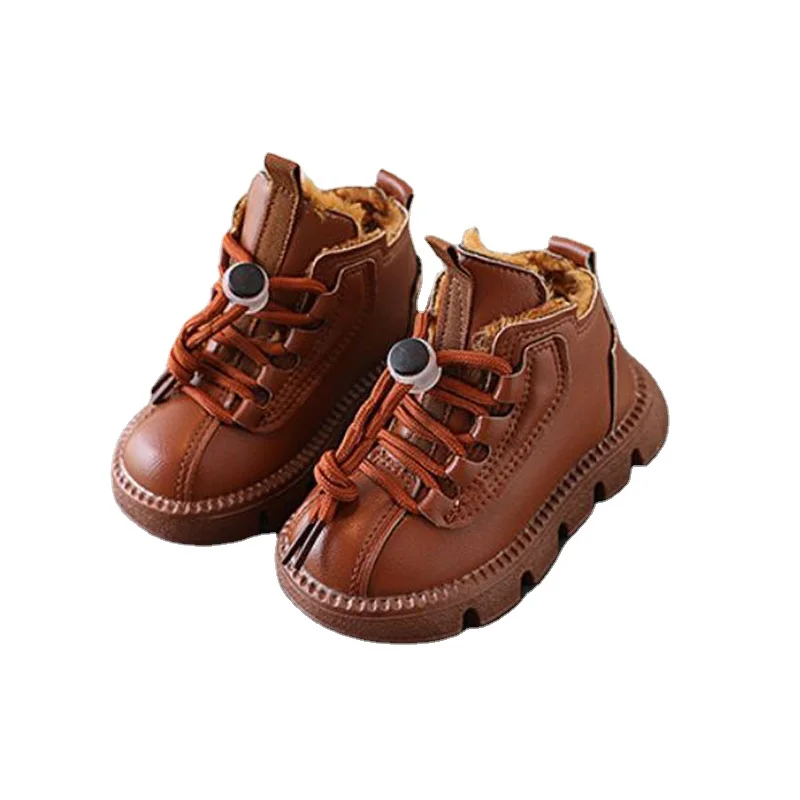 Nuevos zapatos de algodón para niños de invierno, botas de nieve gruesas y cálidas para niños, Color sólido, antideslizantes para estudiantes al aire libre - imagen 2