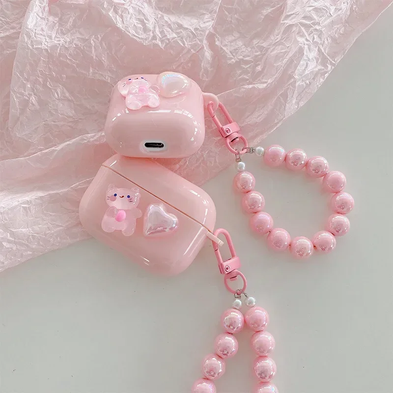 Funda AirPods infantil con corazón 3D – Protectora con llavero - imagen 3