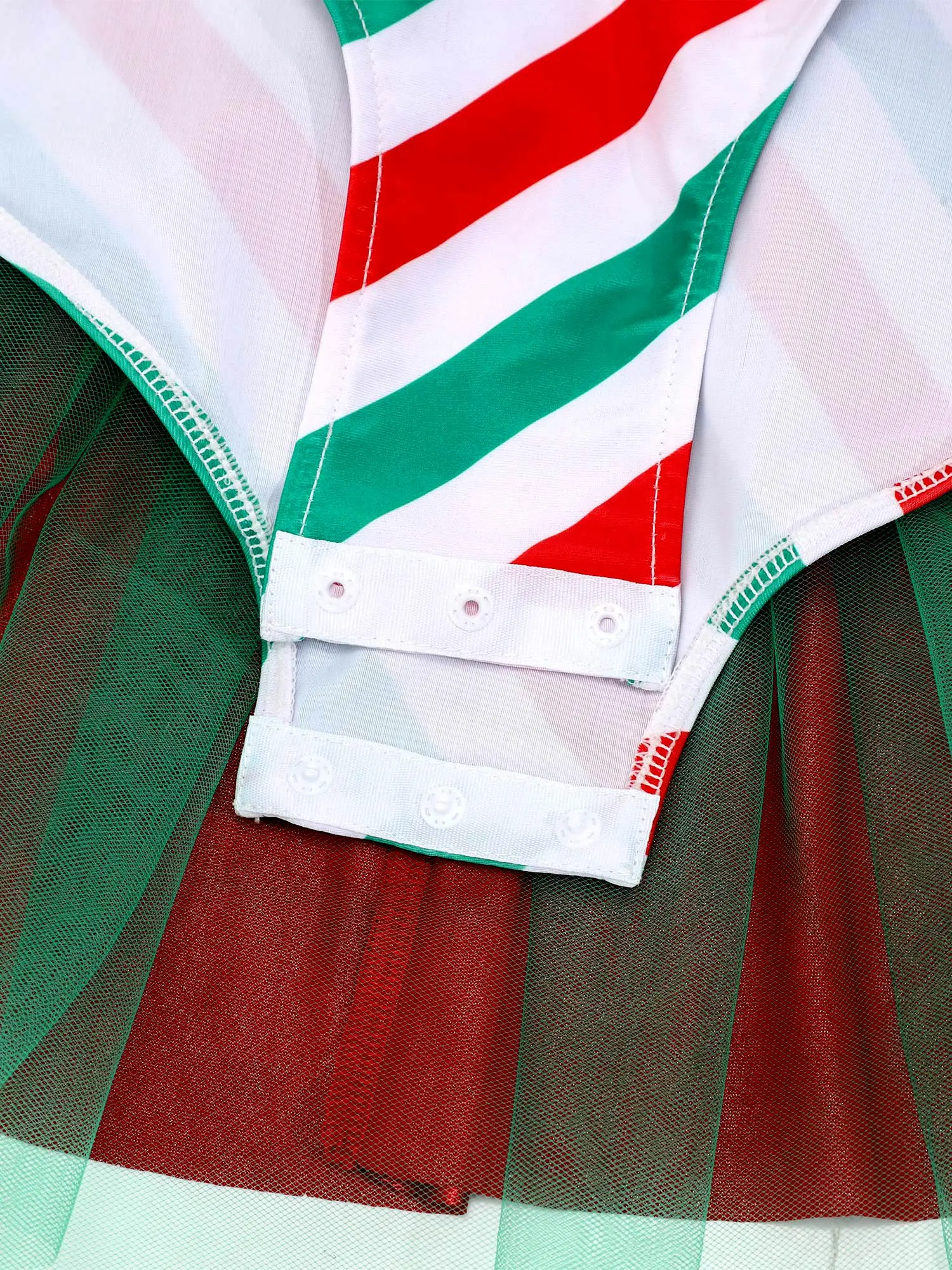 Maillot de danza infantil un hombro con volantes a rayas navideñas