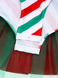 Maillot de danza infantil un hombro con volantes a rayas navideñas