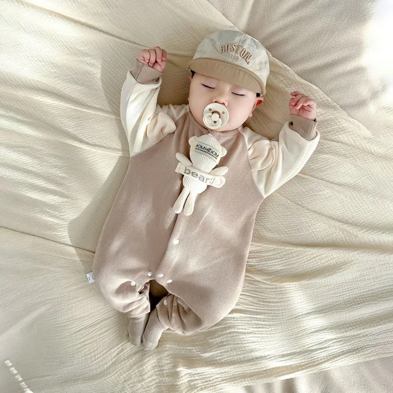 MILANCEL, nuevo peleles de otoño para bebé, mono bonito de oso de 0 a 24M con muñeco de oso, prendas de vestir dulces para niños pequeños - imagen 3