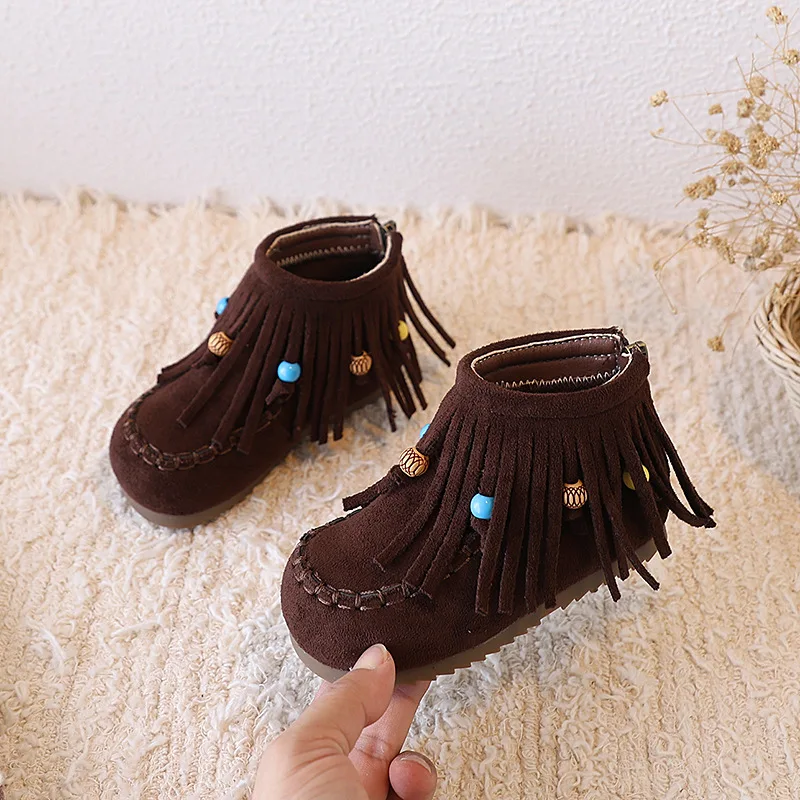 Botas altas de otoño para niña princesita con borlas – Estilo coreano - imagen 3