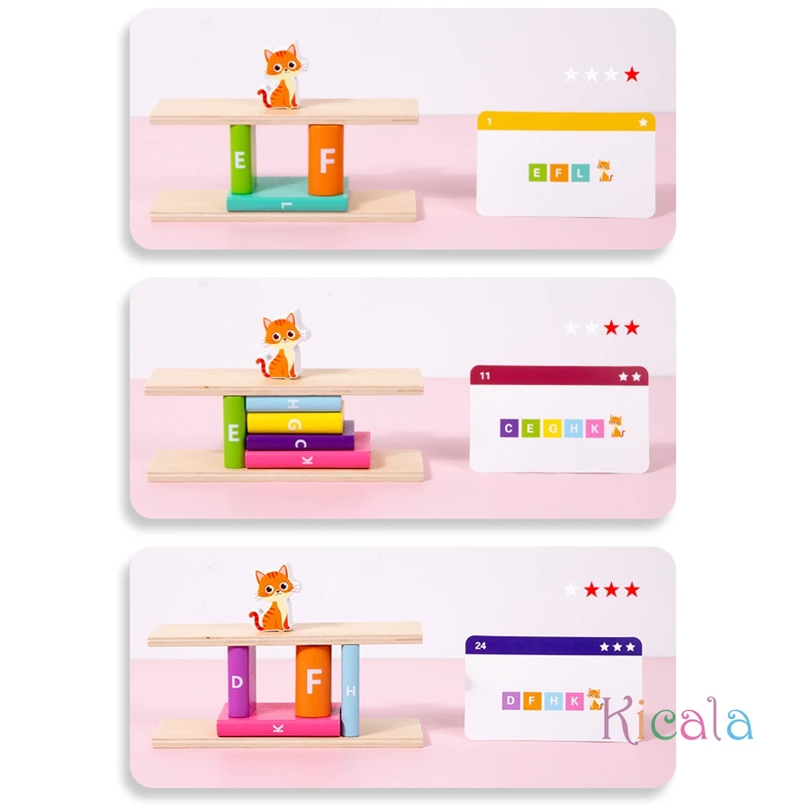 Juego de juguetes de bloques de construcción del alfabeto del gatito, aprendizaje temprano de letras y habilidades espaciales para niños pequeños, regalo de Navidad - imagen 5