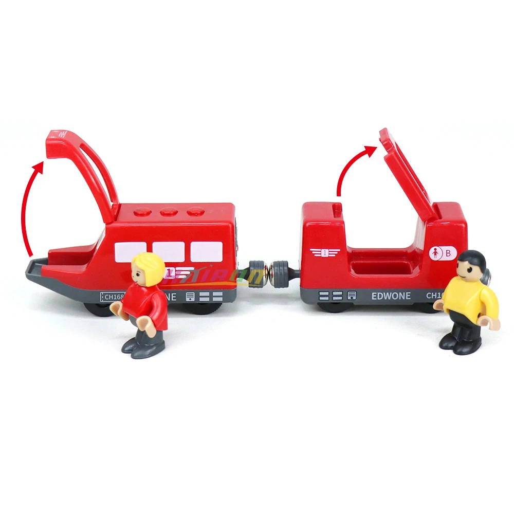 Tren eléctrico magnético con muñeca pequeña, juguete con ranura fundida, vía de madera, locomotora Compatible, tren de ferrocarril eléctrico para niños - imagen 5
