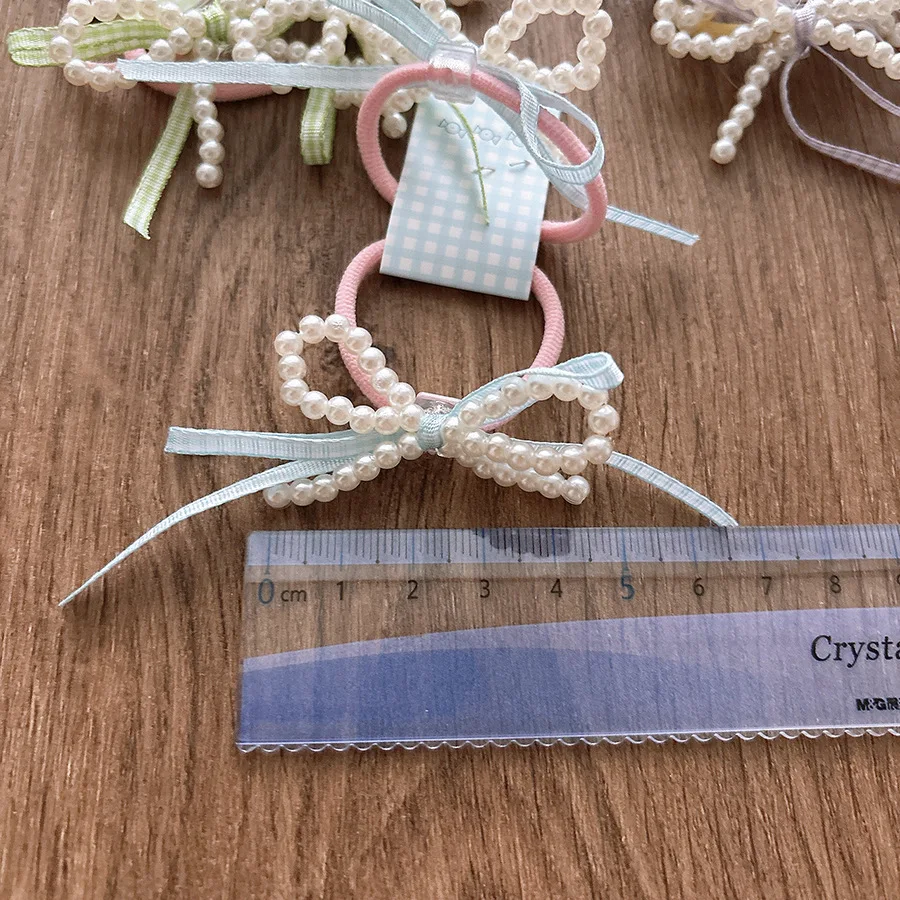 Bandas para el cabello con lazo de perlas – Color caramelo - imagen 2