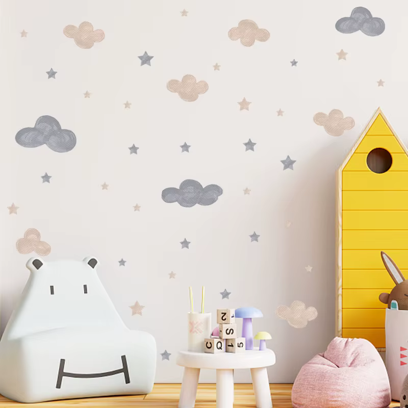Pegatinas estrellas y nube estilo bohemio para habitación infantil - imagen 3