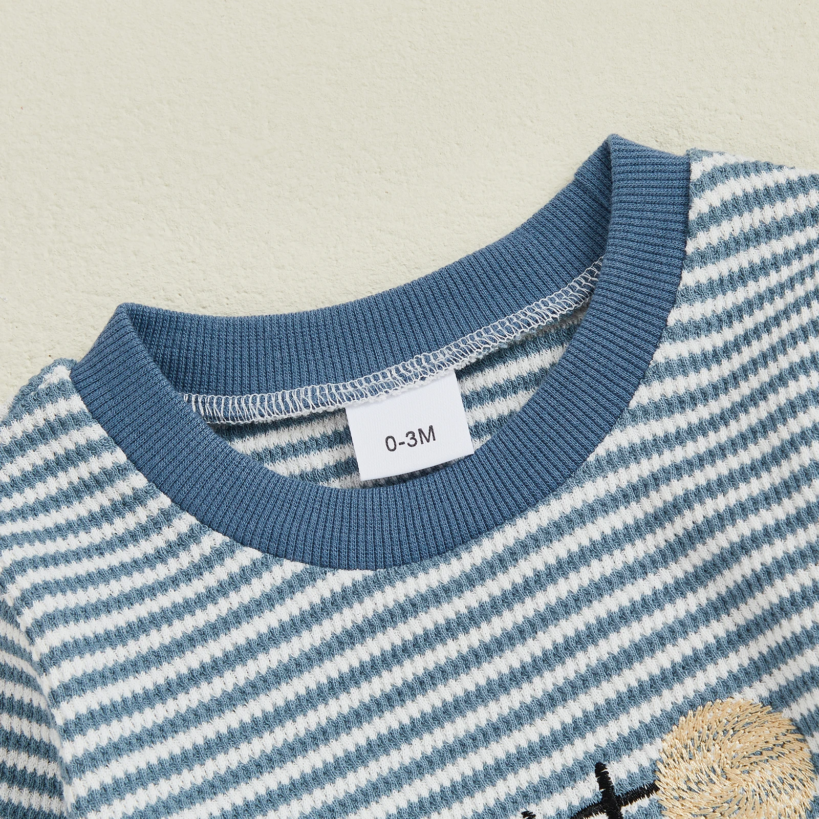 VISgogo-sudaderas para bebés, peleles con letras de Golf bordadas a rayas, ropa de otoño de manga larga con gofres, monos - imagen 3