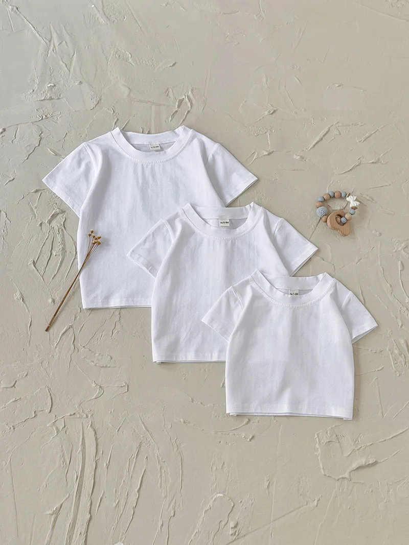 Camiseta de bebé de verano de algodón fino blanca - imagen 3