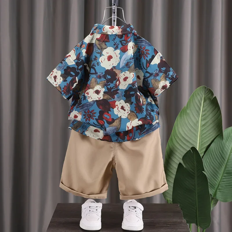Nueva moda de verano, ropa para bebés, traje para niños, camisa, pantalones cortos, 2 unids/set, ropa infantil, disfraz informal para niños, chándales para niños - imagen 4