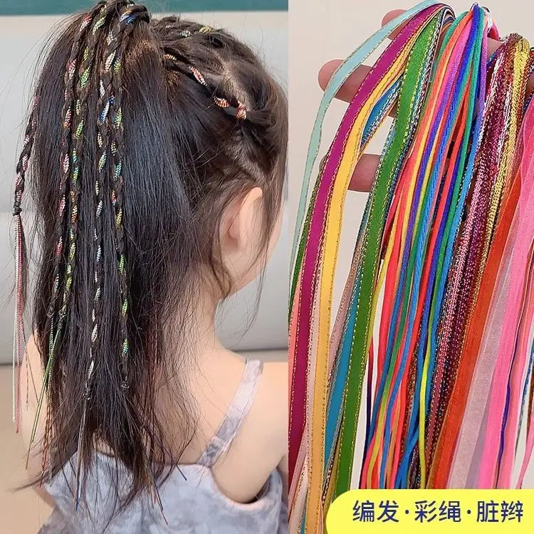 10 Uds. Trenzas Afro coloridas de 80CM para niñas DIY estilo de cola de caballo hebras de cuerda suave accesorios para extensiones de cabello de mujer - imagen 5