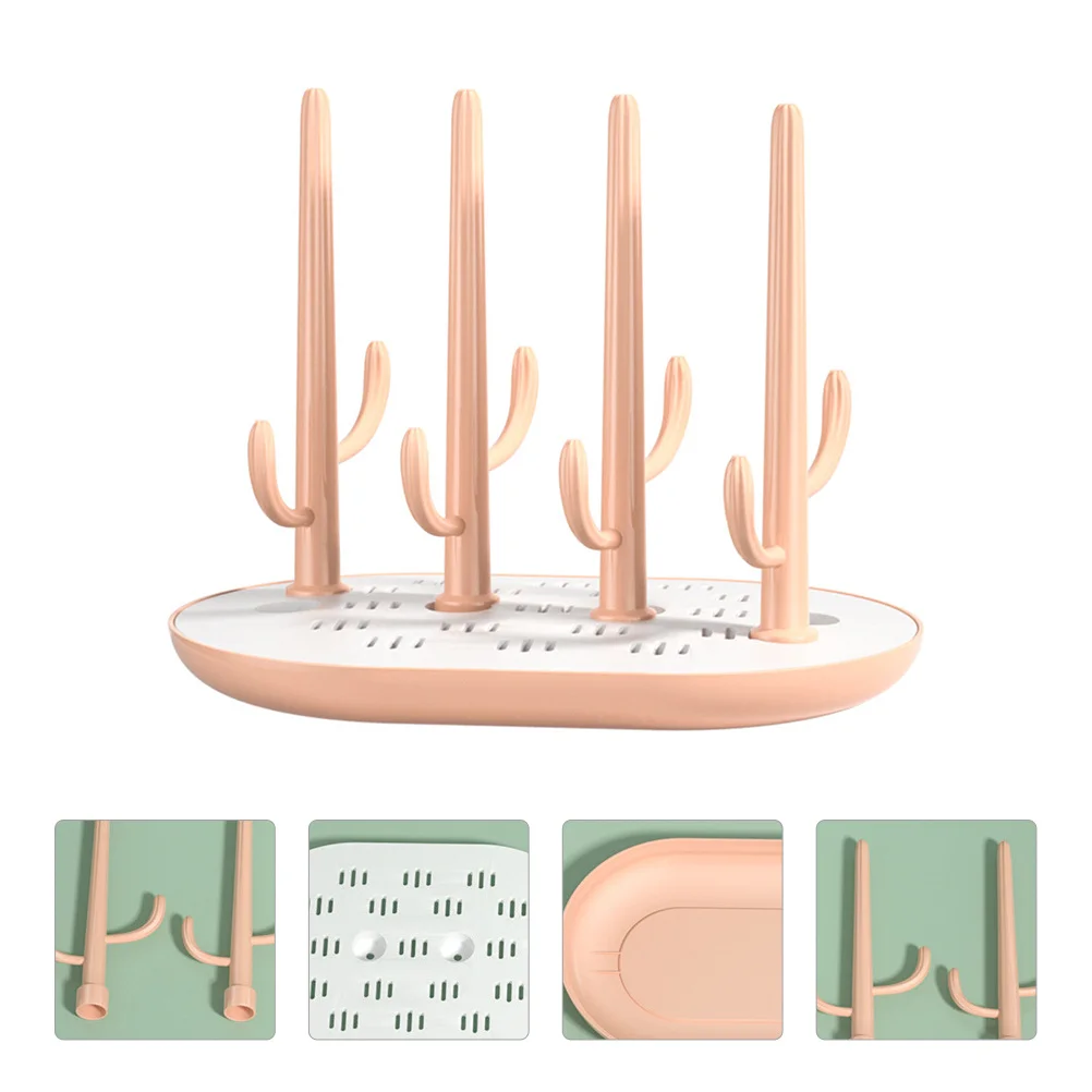 Estante para biberones de Material ABS rosa, organizador de almacenamiento multifuncional para suministros de lactancia, chupetes, tazas, pajitas fáciles, 1 Uds. - imagen 3