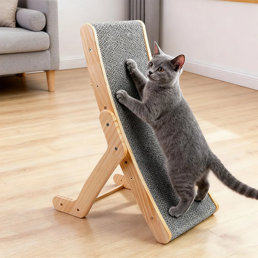 Cama rascadora para gatos con marco de madera, estera rascadora para gatos, cama para el cuidado de las garras, para gatos, para descansar y dormir, suministros para mascotas - imagen 2
