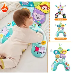 Lindo almohada para la barriga del bebé con animales: apoyo y entrenamiento para la cabeza de recién nacidos, juguete para regalo de educación temprana para 0-12 meses
