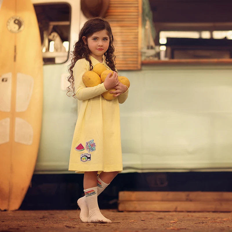 Vestido APPS para niña, top para niño y niña con aplicaciones bordadas, etiquetas, tela de algodón piqué, ropa de verano para niños - imagen 5