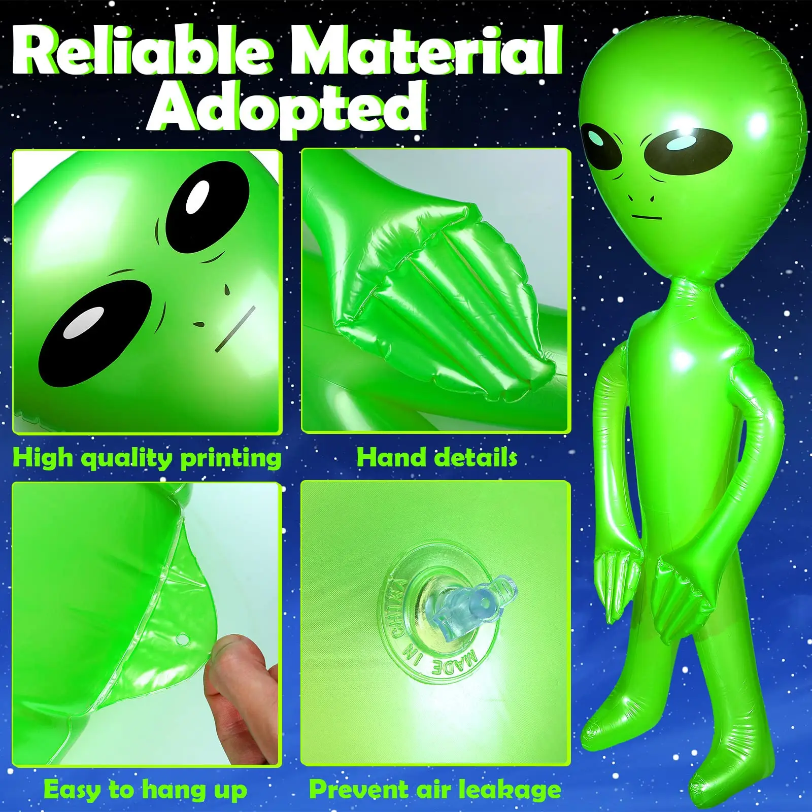 Detalle del material y las costuras del alienígena