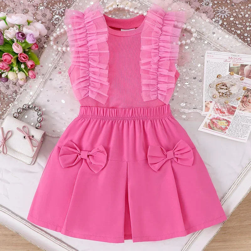 Conjunto verano algodón con lazo para niña – Top y shorts
