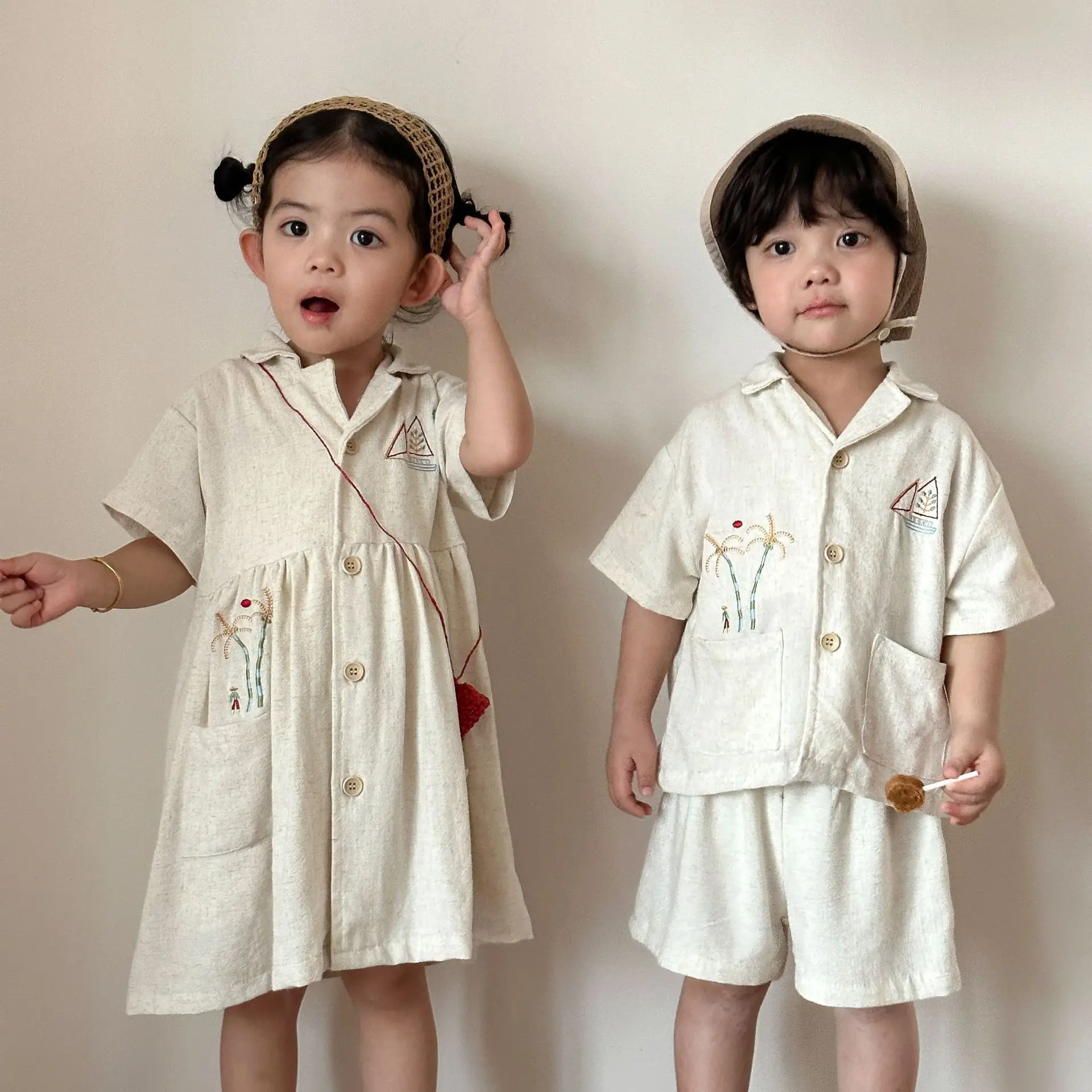 Conjunto de lino para niño: camiseta y pantalón corto verano - imagen 2