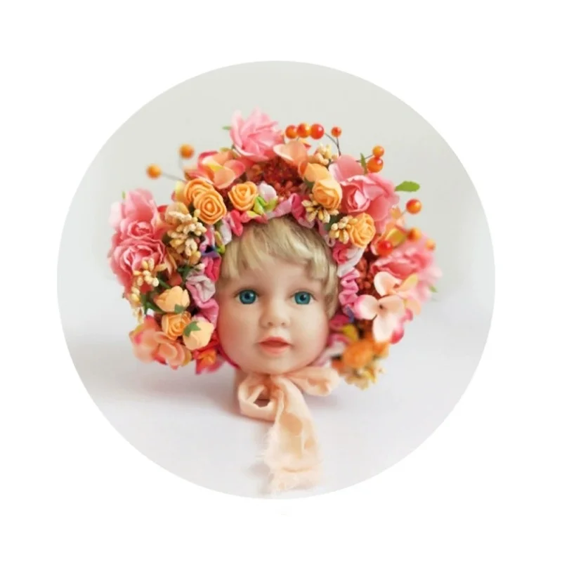 Capó floral mixta para recién nacido – Fotografía bebé estudio - imagen 4
