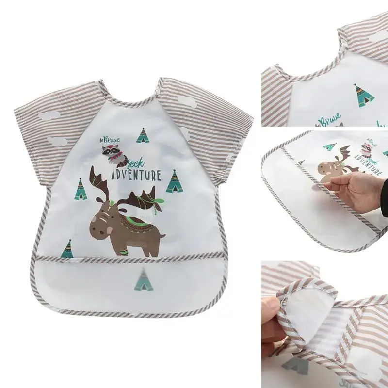Ropa para eructar para niños y niñas de 0 a 3 años, bata impermeable para comer, delantal artístico sin mangas con dibujos animados para bebés, bata de Animal, babero suave para bebé - imagen 2