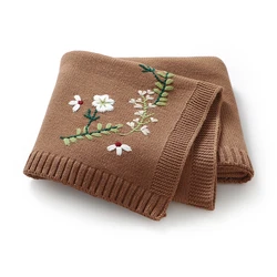 Manta bebé recién nacido bordada floral – Edredón transpirable