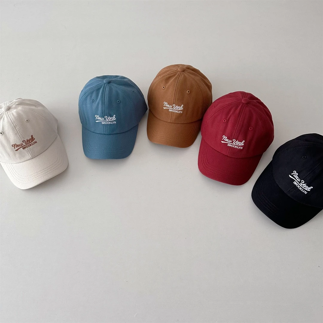 Gorras de béisbol para niños y niñas, sombrero de sol con letras bordadas de algodón transpirable, gorra con visera de pico de pico de pato ajustable para gorras al aire libre - imagen 2