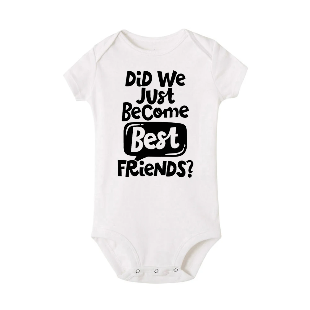 Did We Just Become Best Friends-ropa infantil para gemelos, mono de bebé Neutral en Género, mameluco de manga corta a la moda, regalo para gemelos - imagen 2