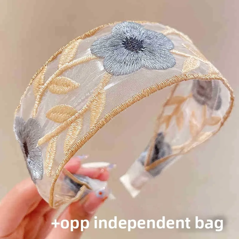 Nueva diadema de flores bordada de estilo chino para niñas: tela floral étnica, borde ancho, cómoda y moderna, perfecta - imagen 4