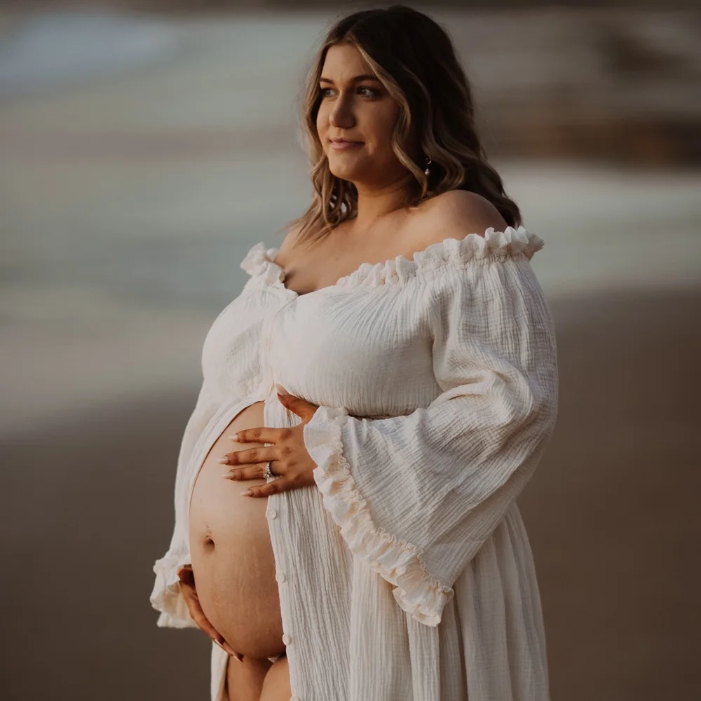 Vestido bohemio de algodón para sesiones de fotos maternales - imagen 4