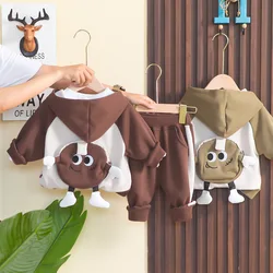 Conjunto de otoño infantil – Chaqueta con capucha, camiseta y pantalones
