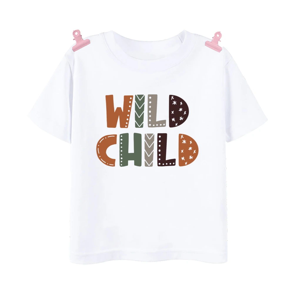 Camiseta con estampado de niño salvaje, ropa Retro de manga corta, atuendo de verano, camisetas blancas - imagen 5