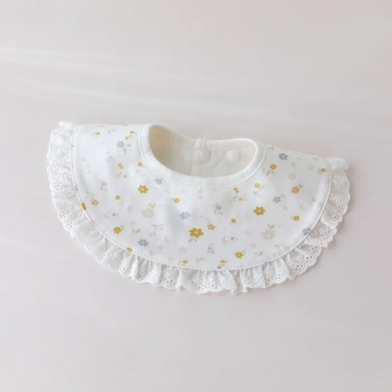 Baberos Bandana elegantes impermeables de algodón con encaje para bebé - imagen 4