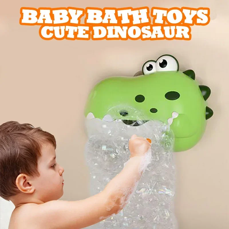 Juguetes de baño para bebé para niños, máquina de burbujas de dinosaurio musical, juguetes de baño, jabón para bañera, fabricante de burbujas automático, juguetes para baño de bebé