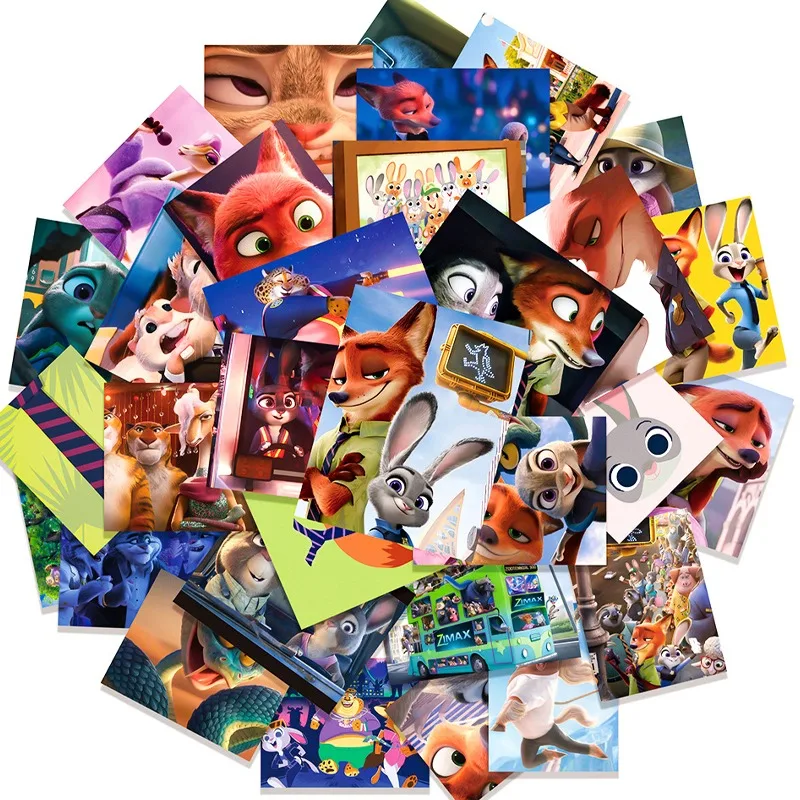 50 Uds Zootopia 2 Judy Nick pegatinas Disney Anime dibujos animados lindo adhesivo impermeable pegatina decorativa niños moda DIY calcomanía regalo - imagen 2
