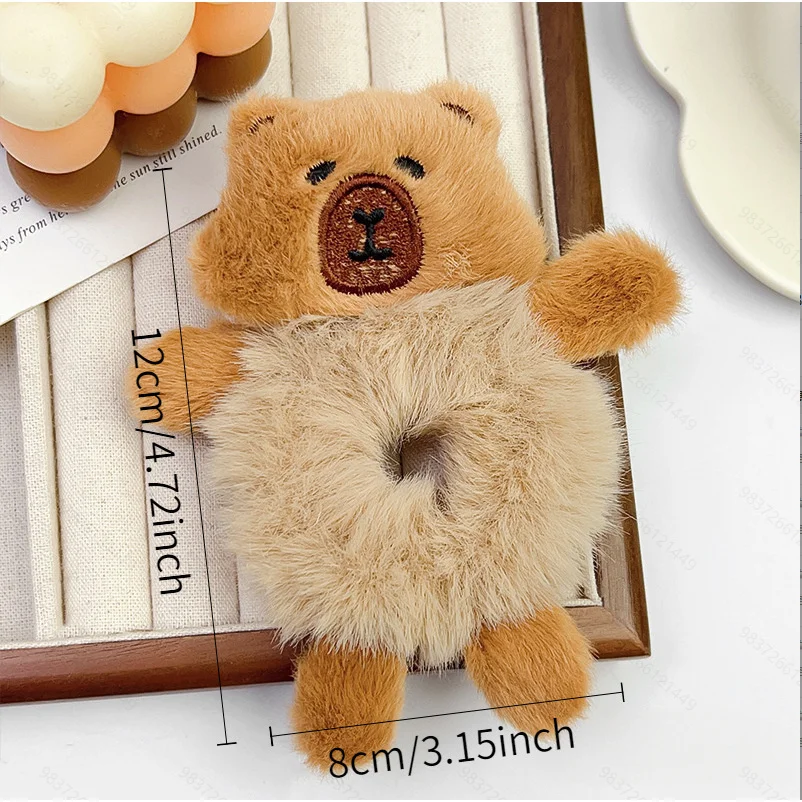 Diadema de capibara, lazo peludo para el pelo, bonito pinza para el pelo de capibara, tocado peludo, Clips BB, accesorios para el cabello, regalo de cumpleaños para fiesta de niñas - imagen 3