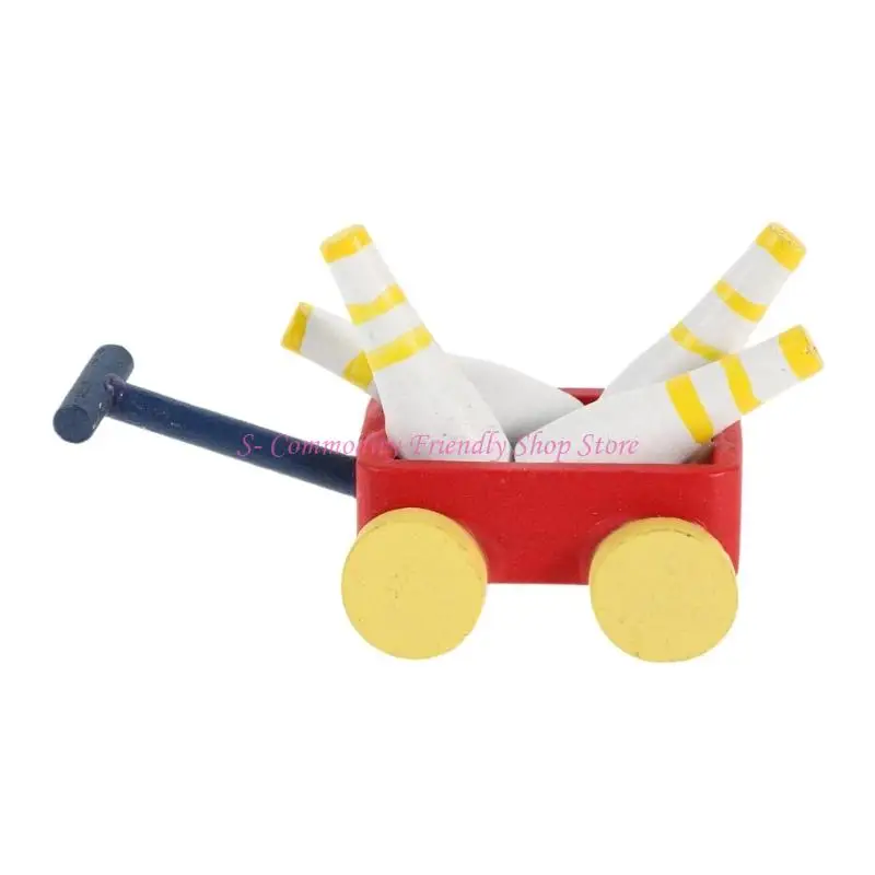 85ae atractiva 1/12 carrito bolos en miniatura accesorio madera decoraciones - imagen 4