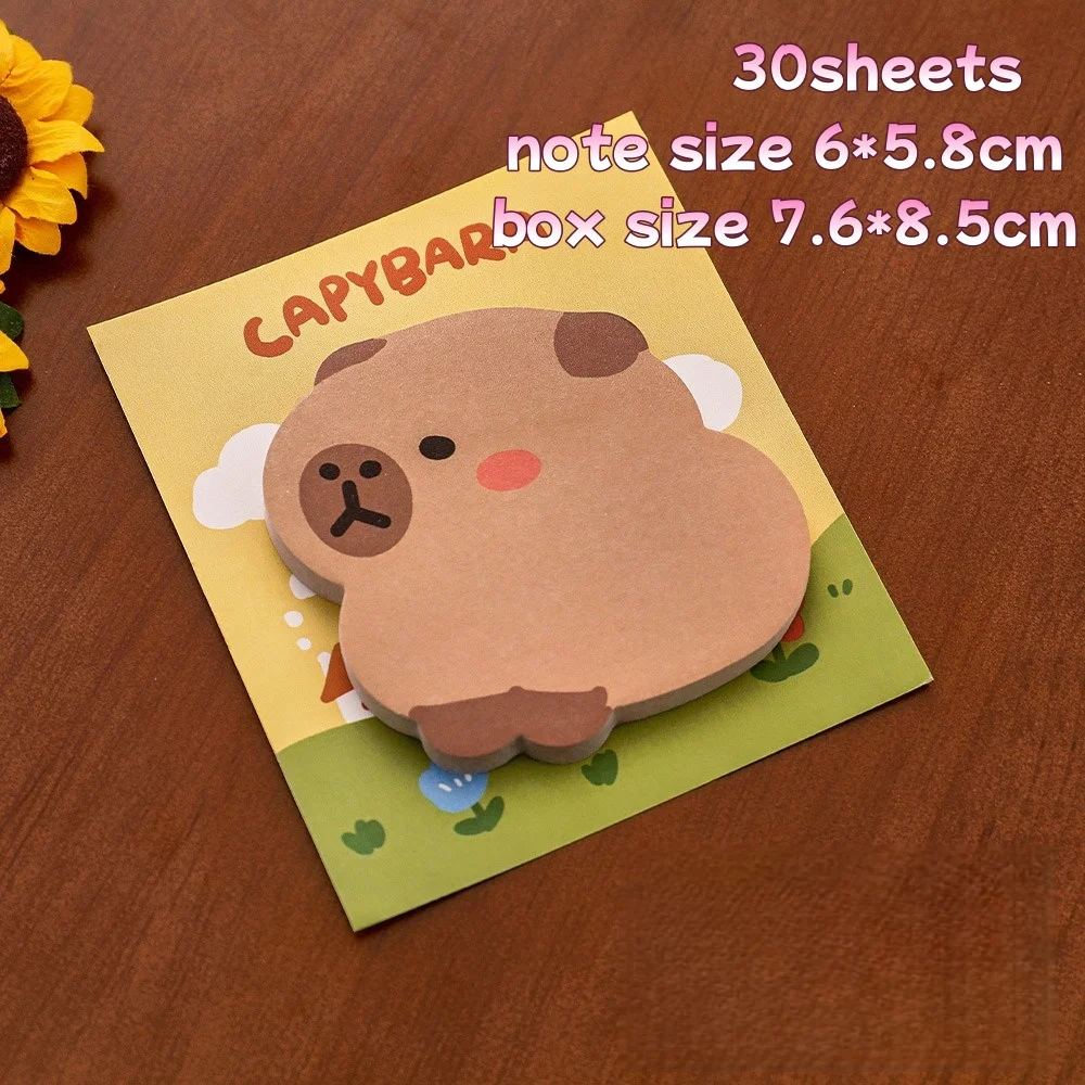 30/120 hojas de notas adhesivas, bonitos bloques de notas adhesivas de capibara, suministros de oficina, pegatinas N veces, notas de dibujos animados para estudiantes, marcapáginas de papel - imagen 4