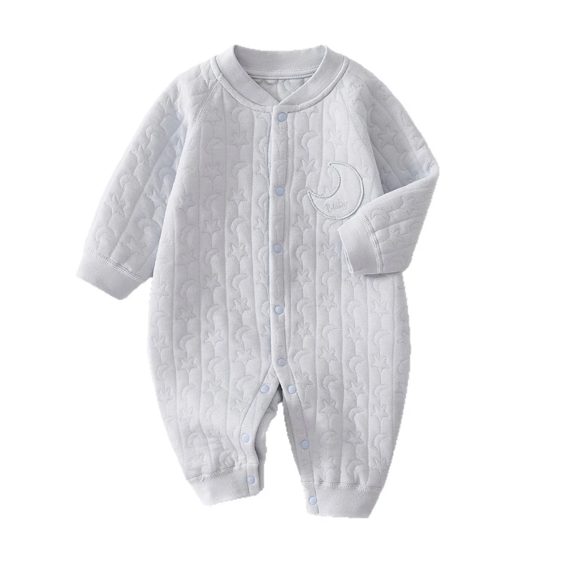 Mono Unisex de algodón puro para bebé, mono bonito con diseño de estrella y Luna para otoño e invierno, pelele cálido de manga larga para bebé